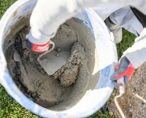 Grå mørtel eller beton